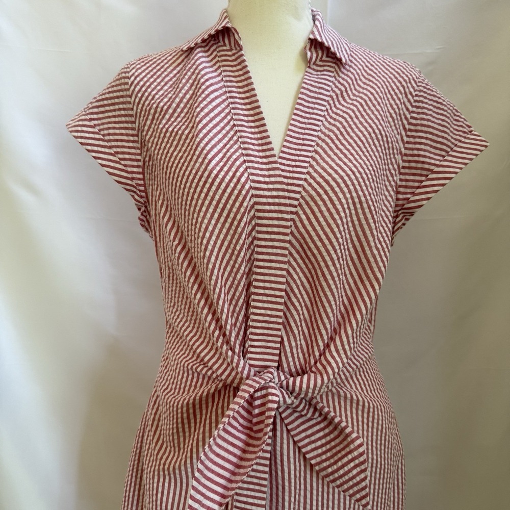 Vineyard Vines Pink and White Striped Strapless Tie-Front Dress - Picture 3 of 14